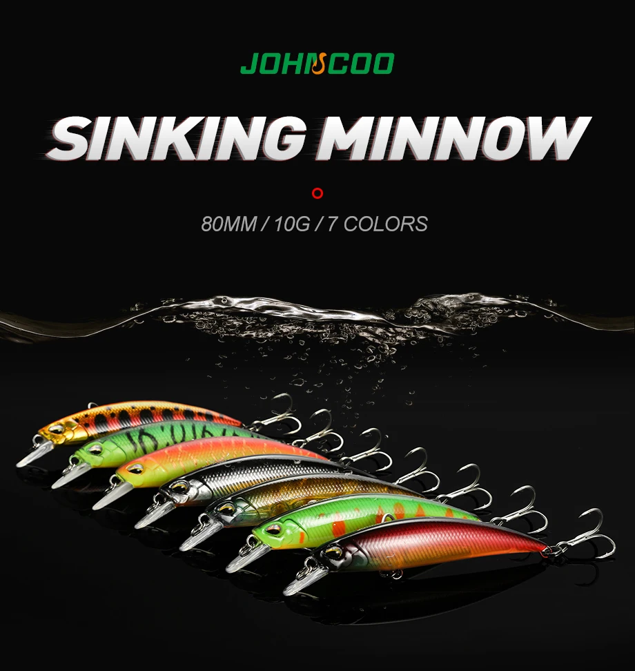 JOHNCOO Jerkbait гольян 80 мм 10 г Рыбная приманка вобблер для погружения и вибрирования рыболовные снасти приманка для плавания