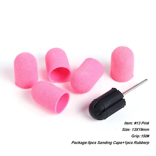 NO.13 Pink STZ, 5 шт. шлифовальных лент для ногтей, машинная ручка 150# шлифовальные колпачки с резиновым кофе, УФ-гель для удаления ногтей, сверла для ногтей, Маникюрный Инструмент#721 - Цвет: NO.13 Pink