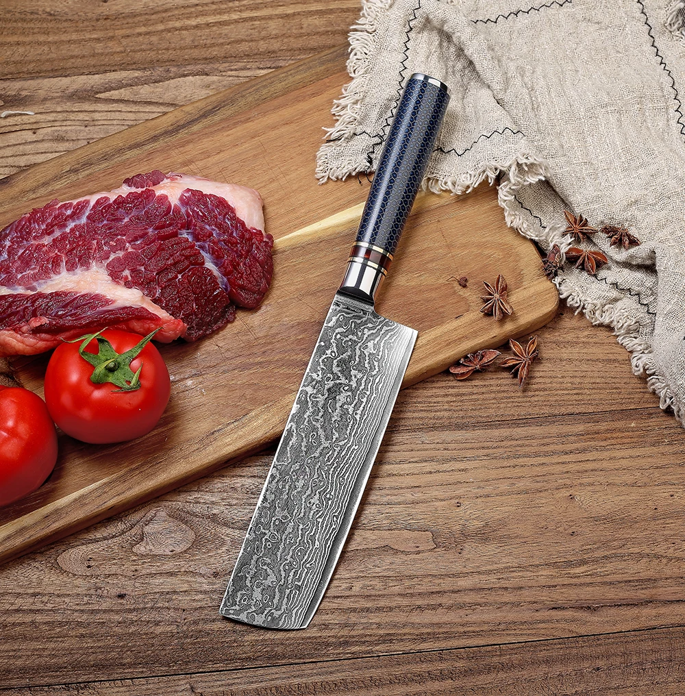 NANHAIONE Nakiri Usuba нож для овощей 7 дюймов 67 слоев VG 10 Дамасская сталь японская кухонная Knives-CL139