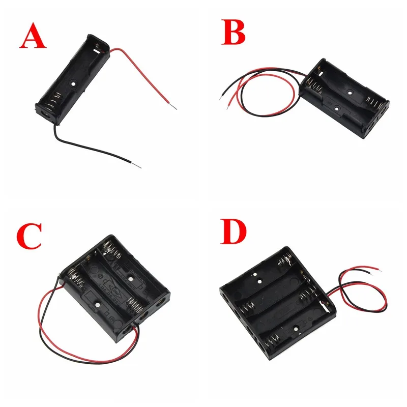 Черный пластиковый контейнер для хранения батарей AA 1x 2x 3x 4x отверстие отверстия
