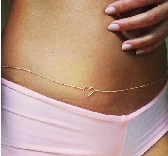 Женская цепочка на талию золотистая в форме сердца подарочное Ювелирное