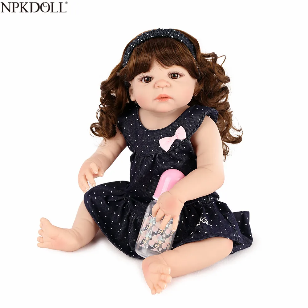 NPKDOLL 22 дюйма 55 см новинка 2019 полностью силиконовые куклы для новорожденных