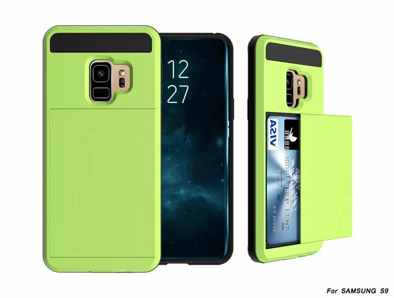 green Для samsung Galaxy S10e S9 S8 Note 10 Plus чехол-кошелек с отделением для кредитных карт PC чехол для S6 S7 Edge TPU Защитный противоударный чехол - Цвет: green