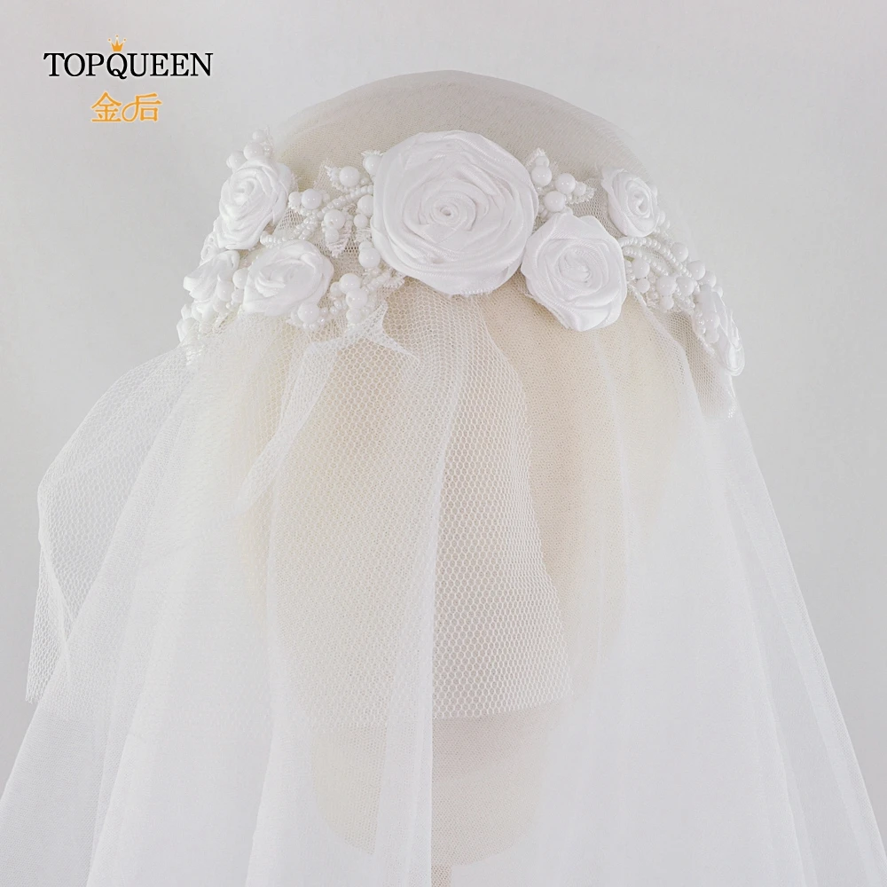 TOPQUEEN H323-W-WS шляпа с вуалью наголовный обруч свадебное платье с цветочным узором и повязка на голову свадебная диадема головные уборы, Свадебные прически Аксессуары