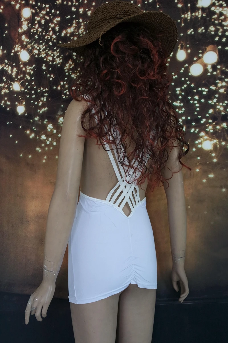 Женское мини-платье без рукавов с открытой спиной и V-образным вырезом | Женская