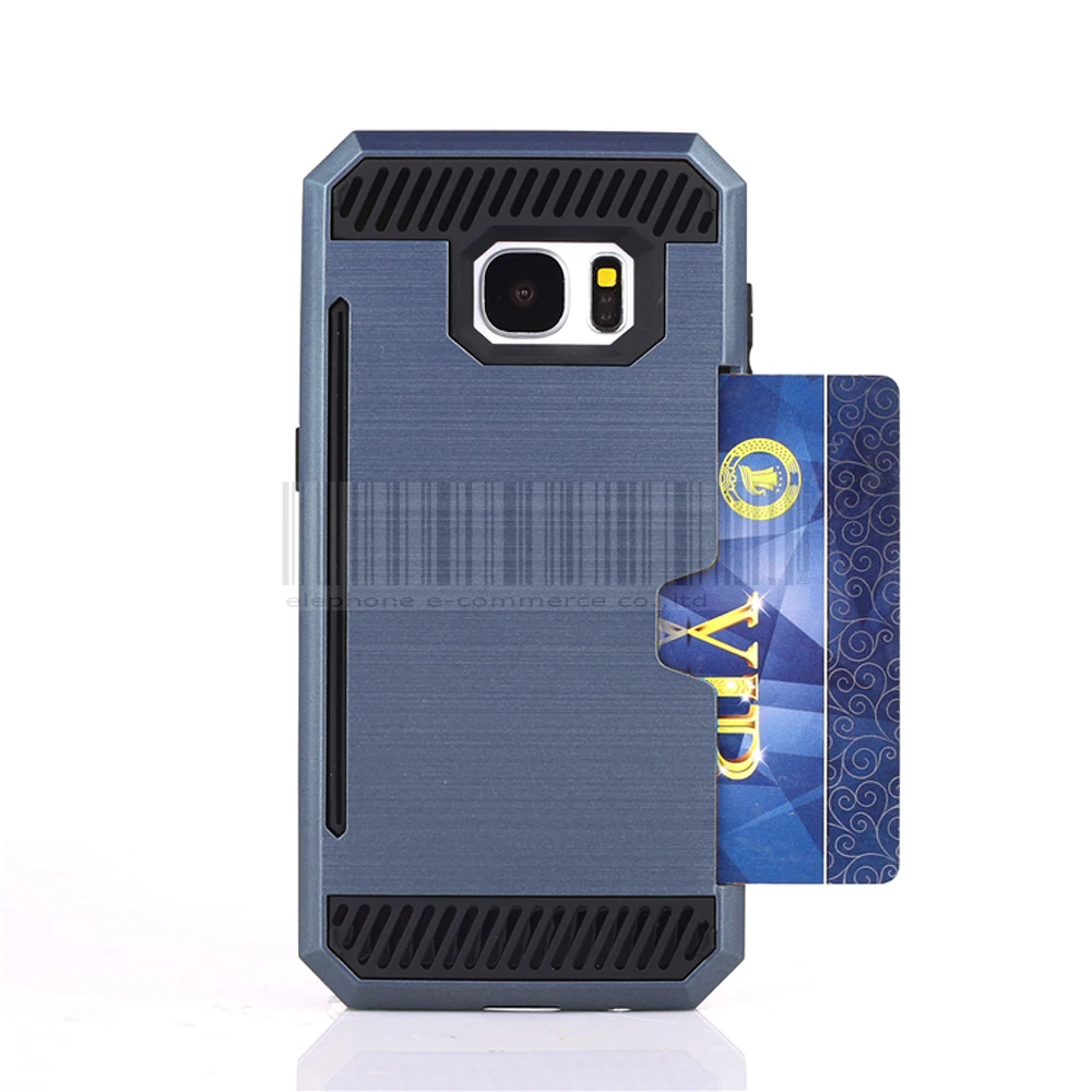 Mix Color Dual Layer Shockproof Hybrid Brush Card holder Back Case Cover For Samsung Galaxy S7 G930 G9300 With Films+Stylus |