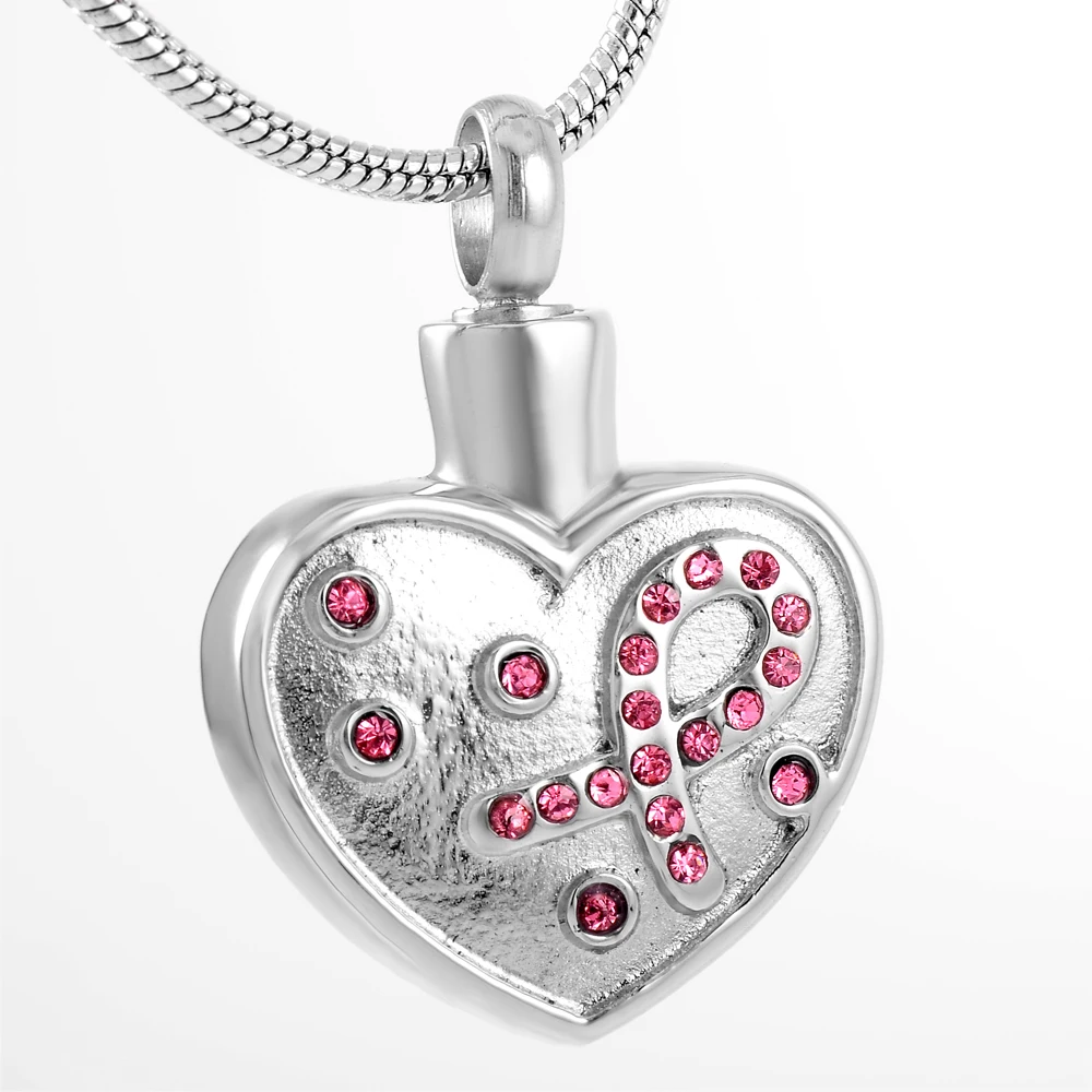 

IJD9249 Pink Crystal VOC Symbol Memorial Ash Keepsake Cremation Jewelry,Cremation Jewelry for Ashes Pendant Women Accessories