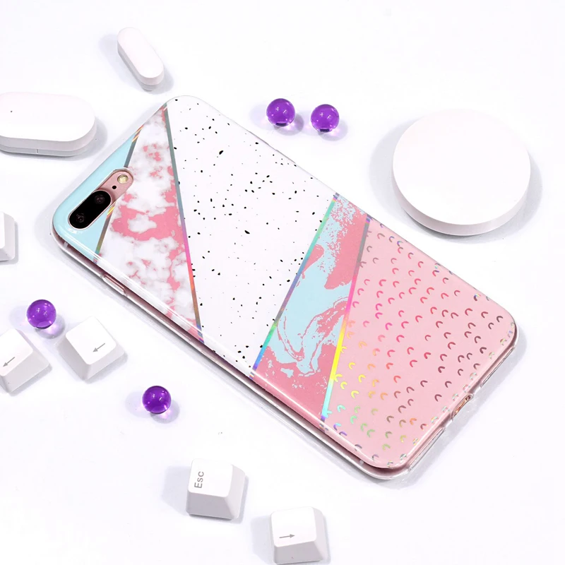 Мягкий силиконовый чехол из ТПУ с лазерным мрамором для Apple iPhone 4 4S 5 5S SE 5C 6 6S 7 8 Plus X