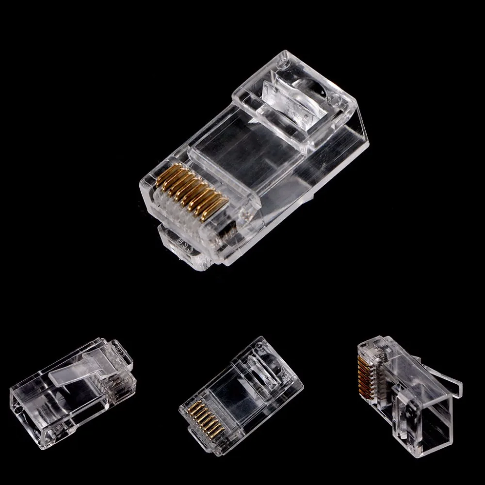 Планшет OOTDTY 100 шт прозрачные RJ45 CAT6 8 Pin Модульные вилки UTP неэкранированная версия
