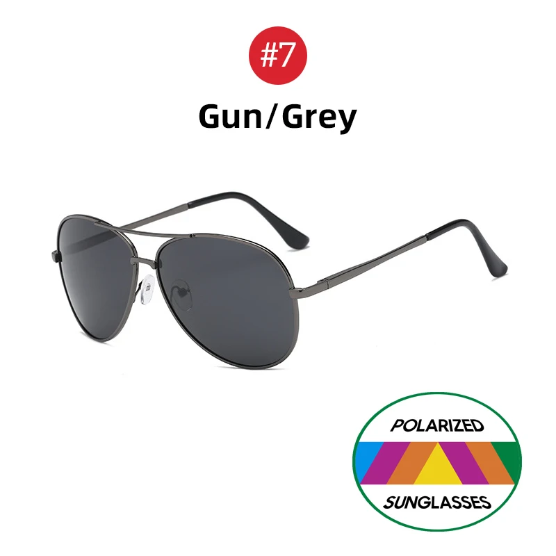 7 Gun Grey VIVIBEE классические мужские авиационные поляризованные солнцезащитные очки с металлической оправой, черные женские Стильные Мужские поляризационные солнцезащитные очки оттенков - Цвет линз: 7 Gun Grey