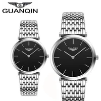 guanqin couple watch simple new mens watches top brand luxury quartz watch women clock ladies wrist watches fashion lovers watch