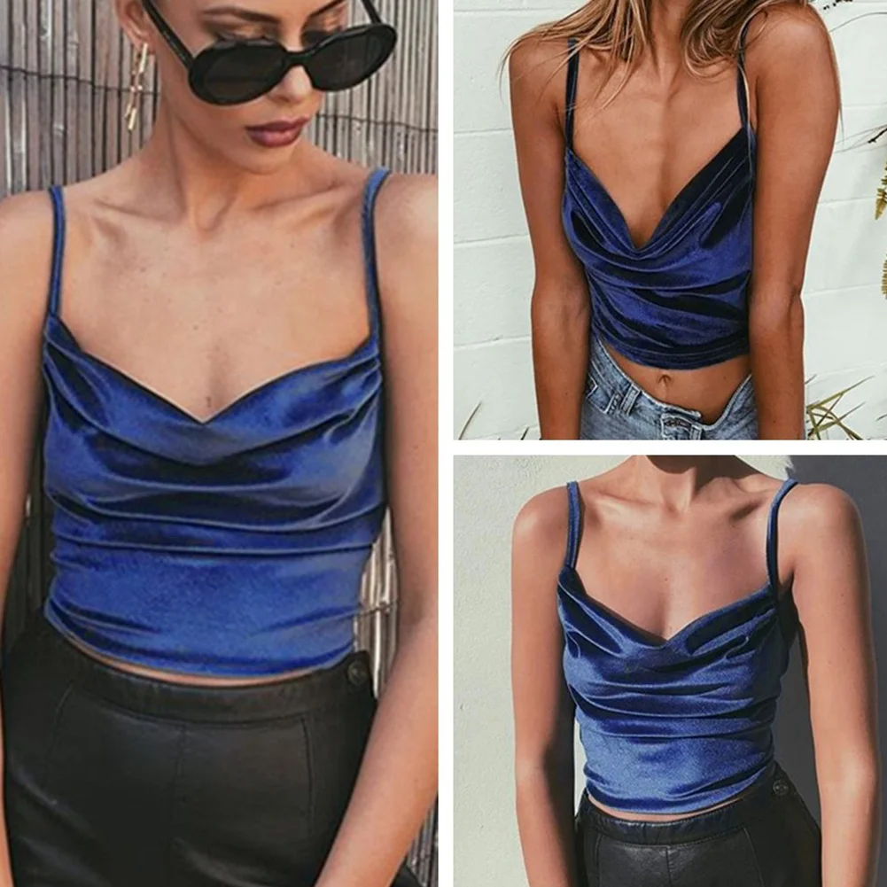 Для женщин Дамы Velvet Tank Топы бретели жилет Повседневная Блузка вечерние