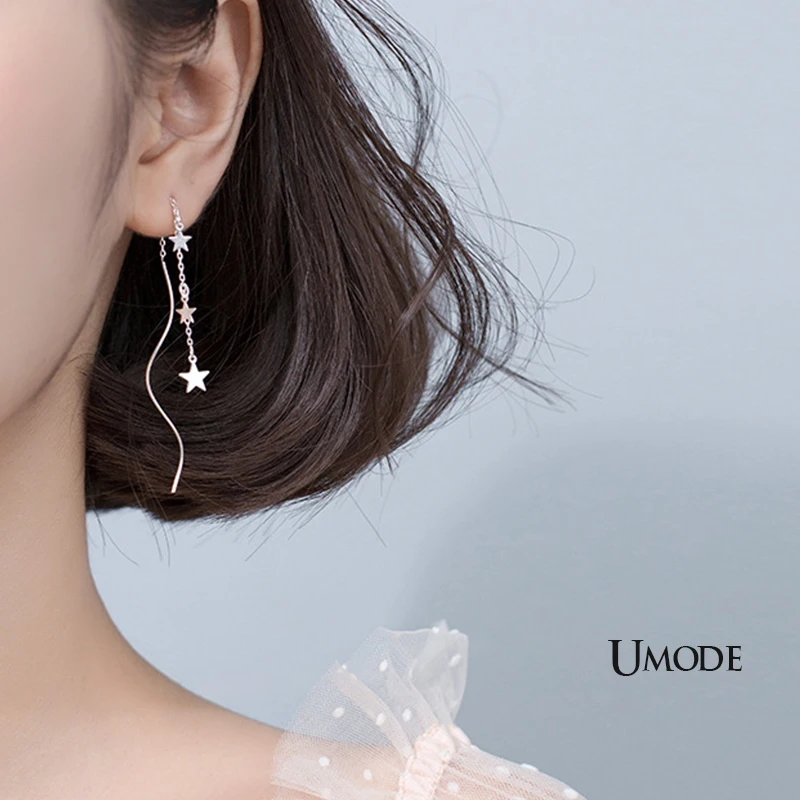 UMODE, настоящая звезда, серьги, Стерлинговое Серебро, 925, свадебные Висячие серьги для женщин, S925, простое, хорошее ювелирное изделие, роскошный бренд, ULE0562