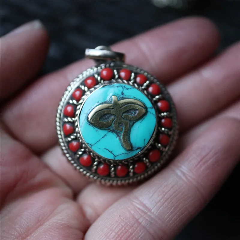 A. Wisdom Eye TGB126 Тибетский амулет молитвенная коробка Подвески Ом мудрости глаз Крест дорье - Окраска металла: A. Wisdom Eye