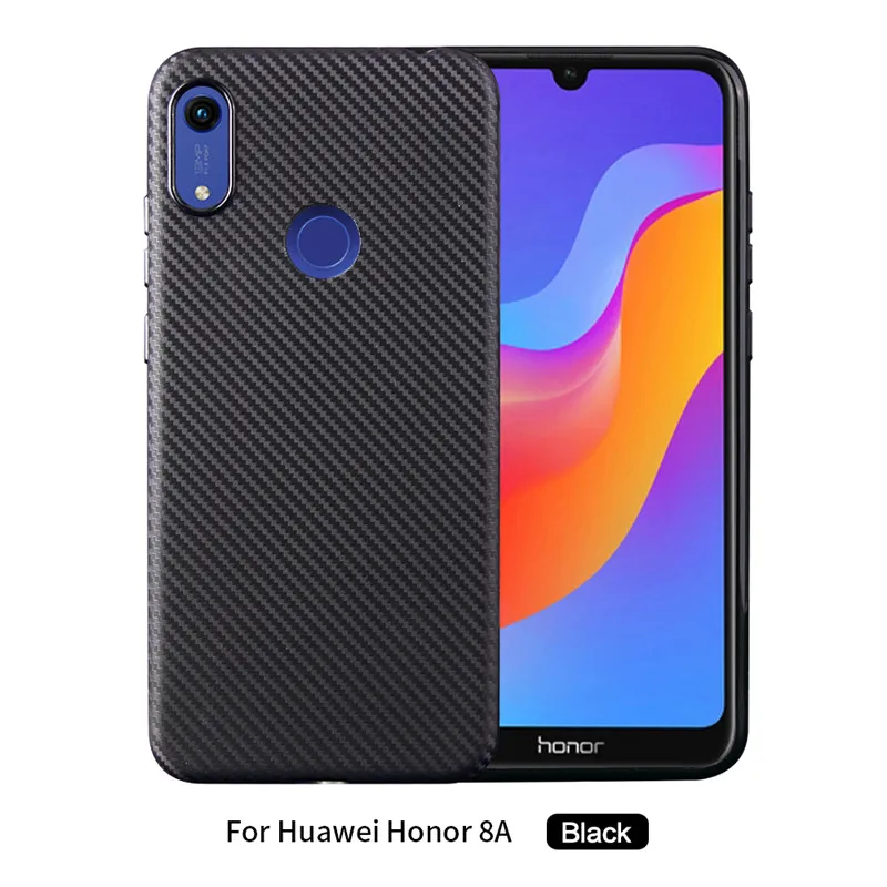For Huawei Honor 8A Phone case JAT-LX1 Luxury PU silicone carbon fibre shell 8 A Honor8A Back cover |