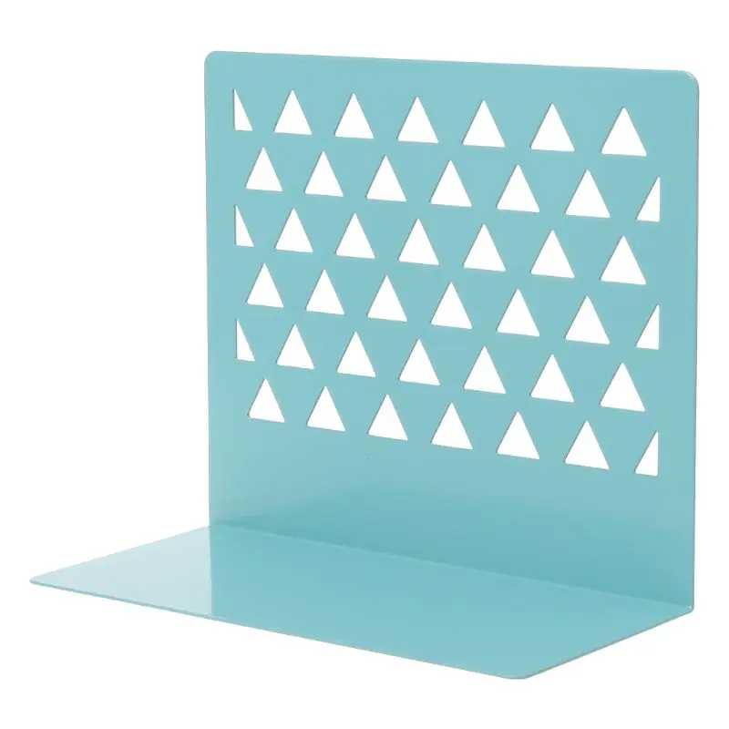Синий Металлический полый Настольный органайзер, концы для книг, подставка, держатель, полка Bookrack, товары для дома и офиса - Цвет: Синий