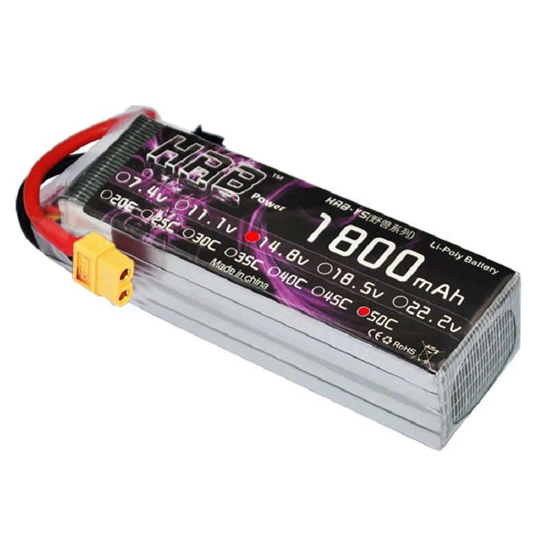 HRB RC Lipo Батарея 3,7 V 7,4 V 11,1 V 14,8 V 18,5 V 22,2 V 1S 2 3S 4S 5S 6S 1800 мА/ч, 50C 100C для вертолета Trex 450 самолет лодка
