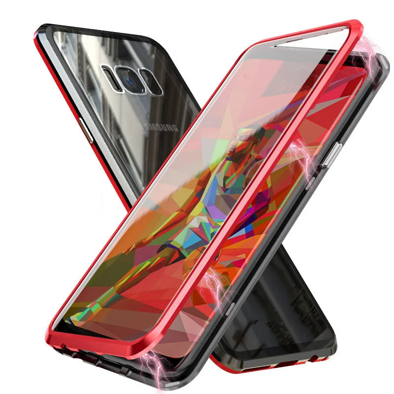 Чехол из закаленного стекла + экранная пленка для Samsung Galaxy S8 Plus S9 магнитная