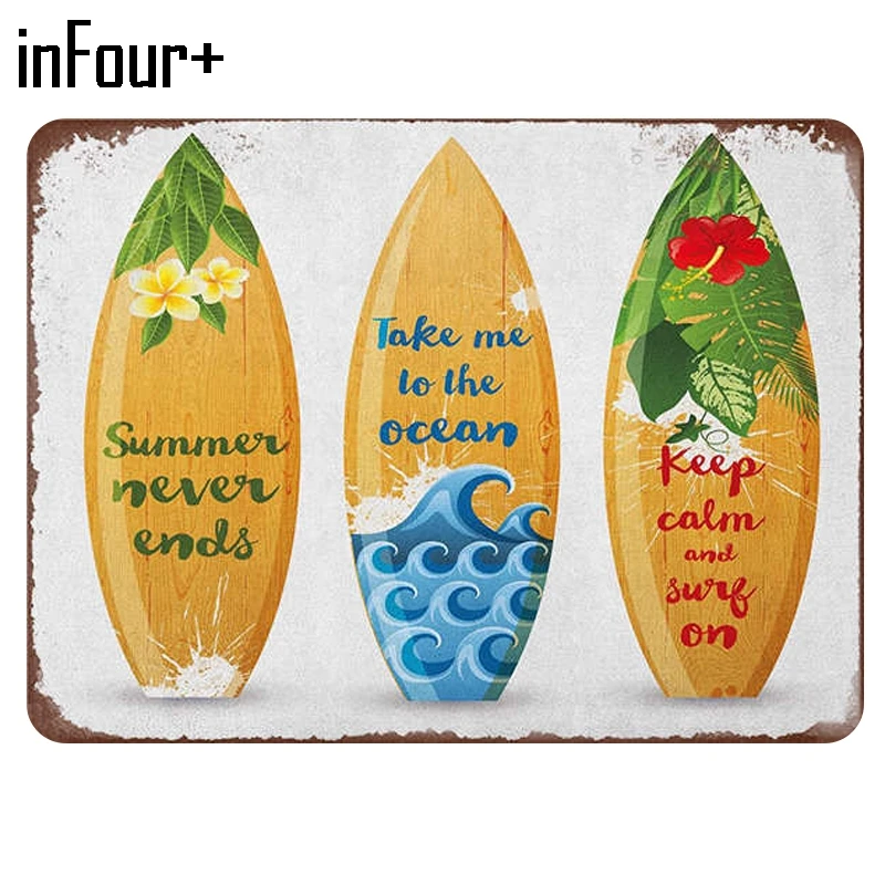 Доска для серфинга пляж постер паб бар Настенный декор металлический знак