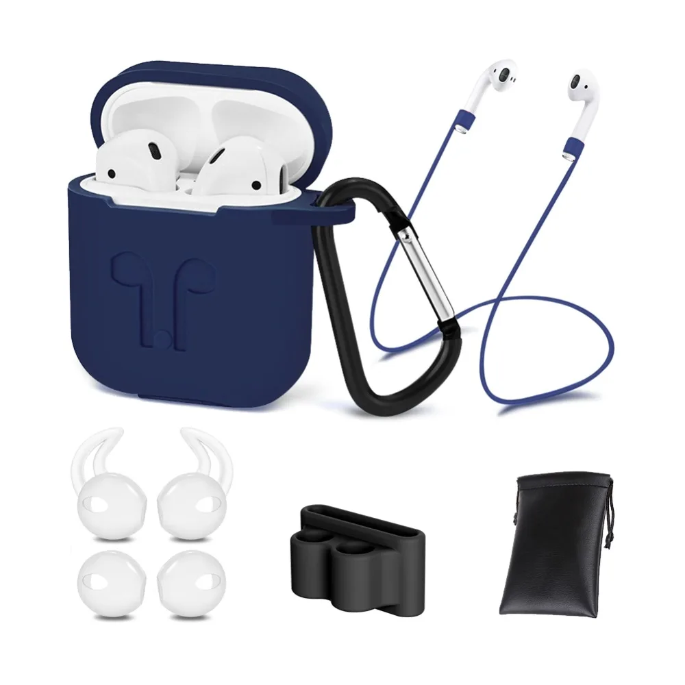 7 или 5 в 1 Airpods аксессуар Наборы легкий AirPod чехол силиконовый с Ремешок для
