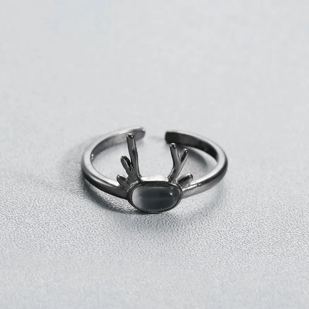 Kinitial черный олень рога кольца для женщин палец Регулируемый животных Олень
