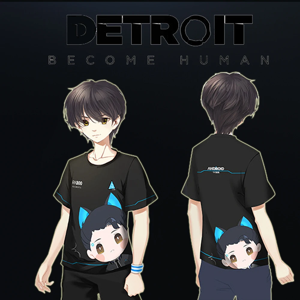 Игра Детройт стать футболка с изображением человека Косплей Conner RK800 костюм