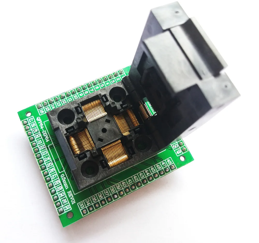 TQFP64 LQFP64 QFP64 гнездо адаптера микросхема Тест сжигание сиденья STM32 QFP64 0,5 м программист LQFP64 адаптер