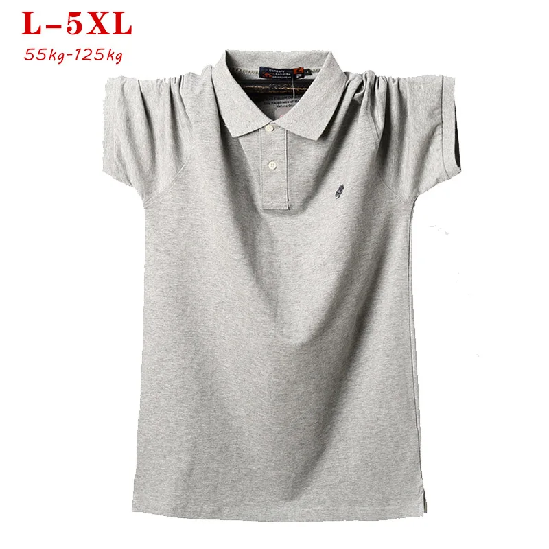 Мужская хлопковая рубашка поло с коротким рукавом Повседневная большого размера