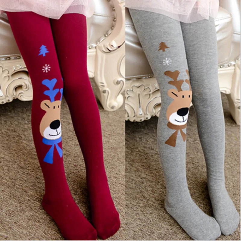Новинка 2019 Рождественский олень хлопковые узкие штаны шланг для девочек