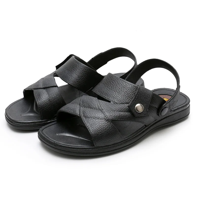 

2019 Men Sandals Pu Leather Summer Sandals Men Breathable Flat Sandals Casual Shoes Sandalias Hombre Slides Men Sandal 2