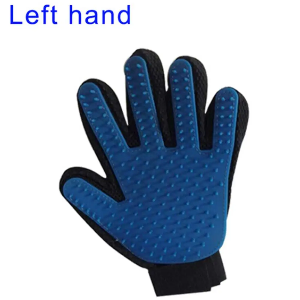 dark blue left hand Ультразвуковая щетка для шерсти домашних животных, перчатка для чистки домашних животных, массажная расческа для ухода за шерстью, поставка, чистка пальцев, щетка для шерсти домашних животных, кошек, перчатка - Цвет: dark blue left hand
