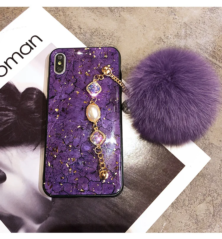 Роскошный Настоящий Лисий волос мяч блеск чехол для телефона для iPhone 11 Pro Max 7 8 6 6S Plus XR XS MAX X чехол s Coque для iPhone XS MAX оболочка