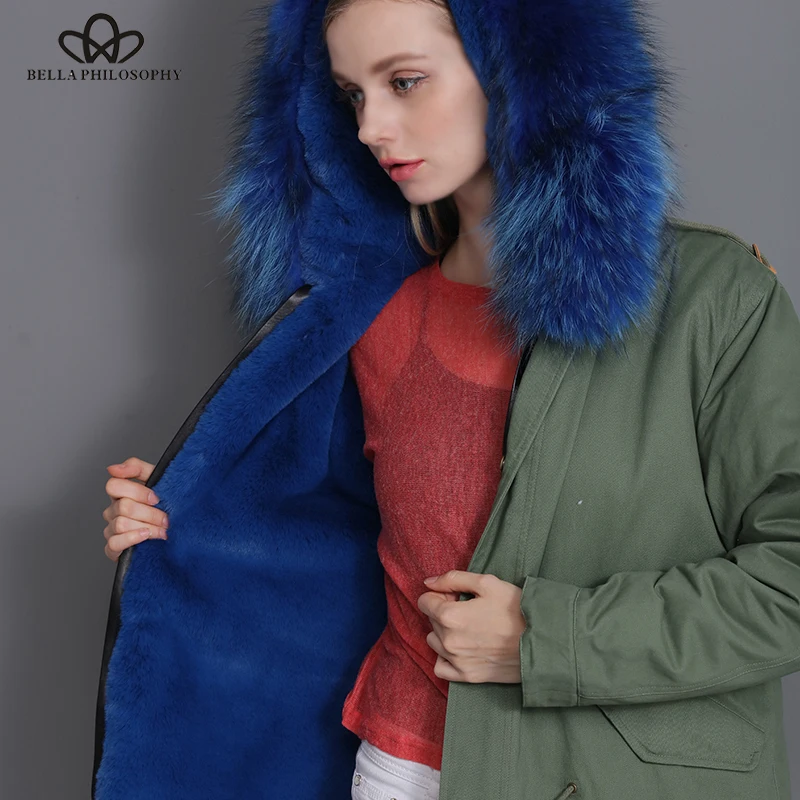 Bella Пособия по философии парка с мехом армейский плотной вельветовой ткани