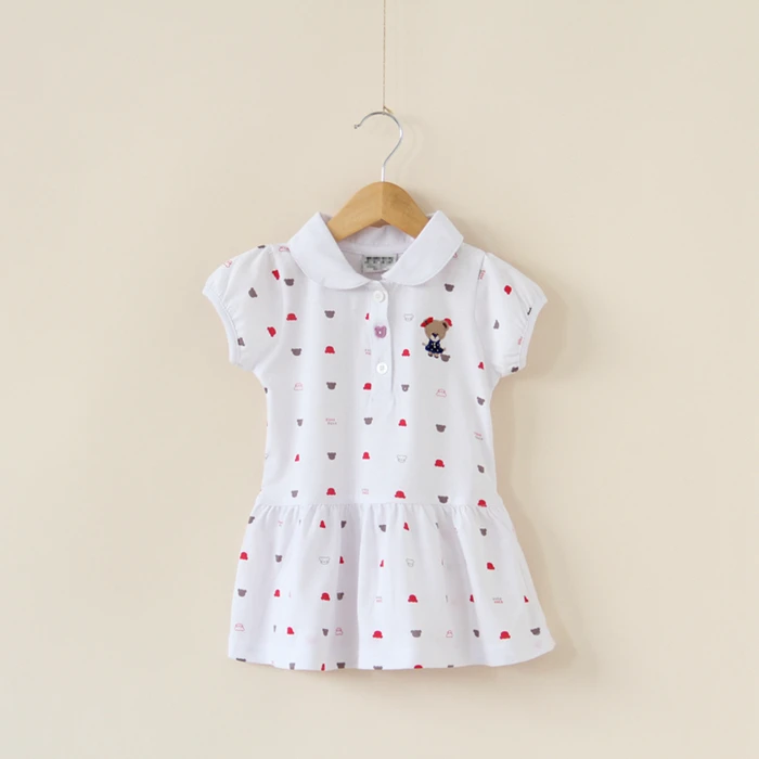 Летнее платье для девочек высокое качество вышивка медведь повседневные платья