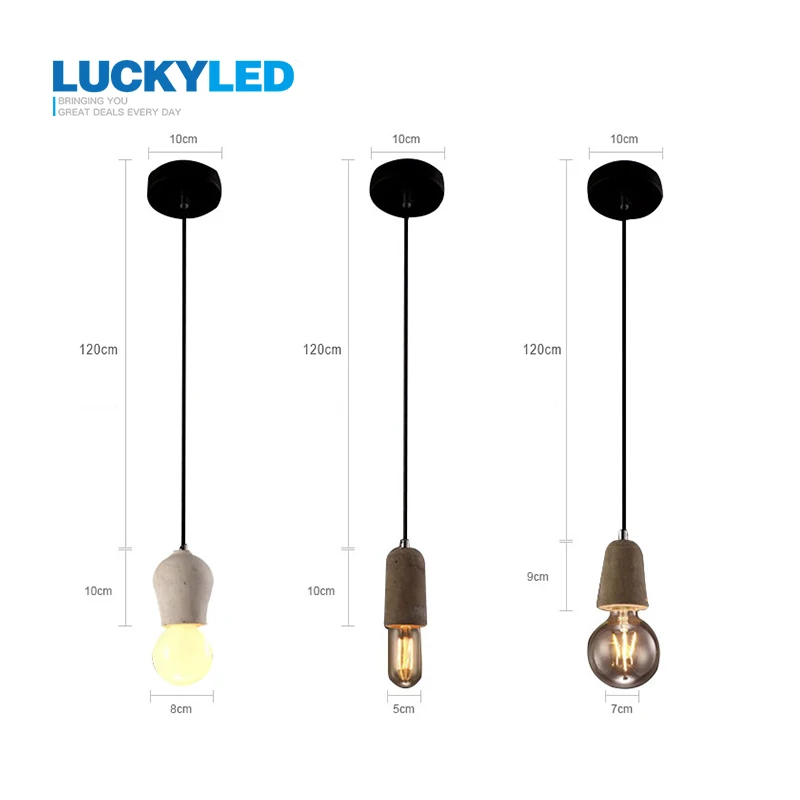 

LUCKYLED vintage pendant light American Country Style E27/E26 socket cement lamp holder indoor Decoration Hanging light fixture