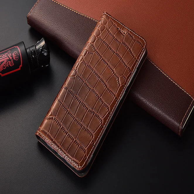 Coffee Чехол из натуральной коровьей кожи для Meizu 15 16 16X16 S 16XS 16T 16th Plus Lite Pro с крокодиловой текстурой, откидная подставка, чехол для телефона - Цвет: Coffee