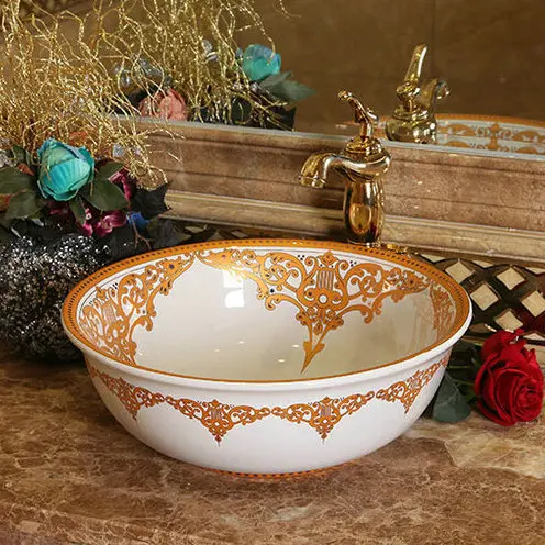 3 вида цветов антикварный стиль ручной работы фарфоровая керамическая раковина