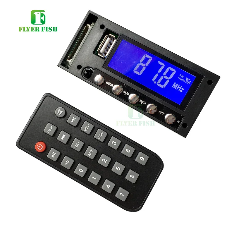Module w sil remote Английский ver Bluetooth MP3 плеер модуль Поддержка 8 ГБ/16 ГБ SD USB синий светодиодный экран FM DC/AC 12 в стерео Моно звук автомобиля MP3 декодирование - Цвет: Module w sil remote