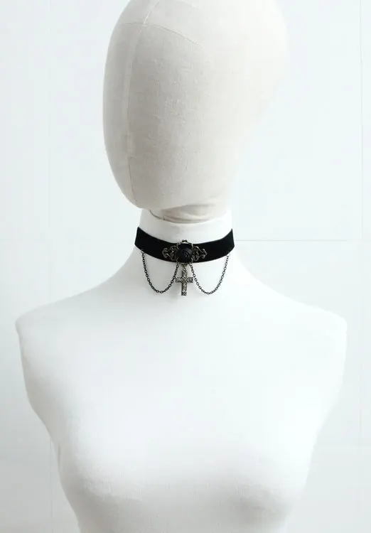 The punk necklace Japanese harajuku collar goth cross necklaces fashion high-grade ornament Cosplay Props | Тематическая одежда и