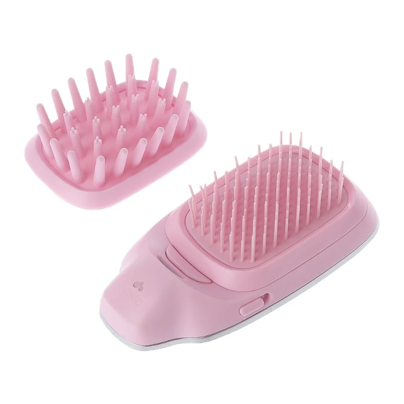 

2 in 1 Portable Takeout Mini Electric Smooth Ionic Hair Brush Massage Comb Head