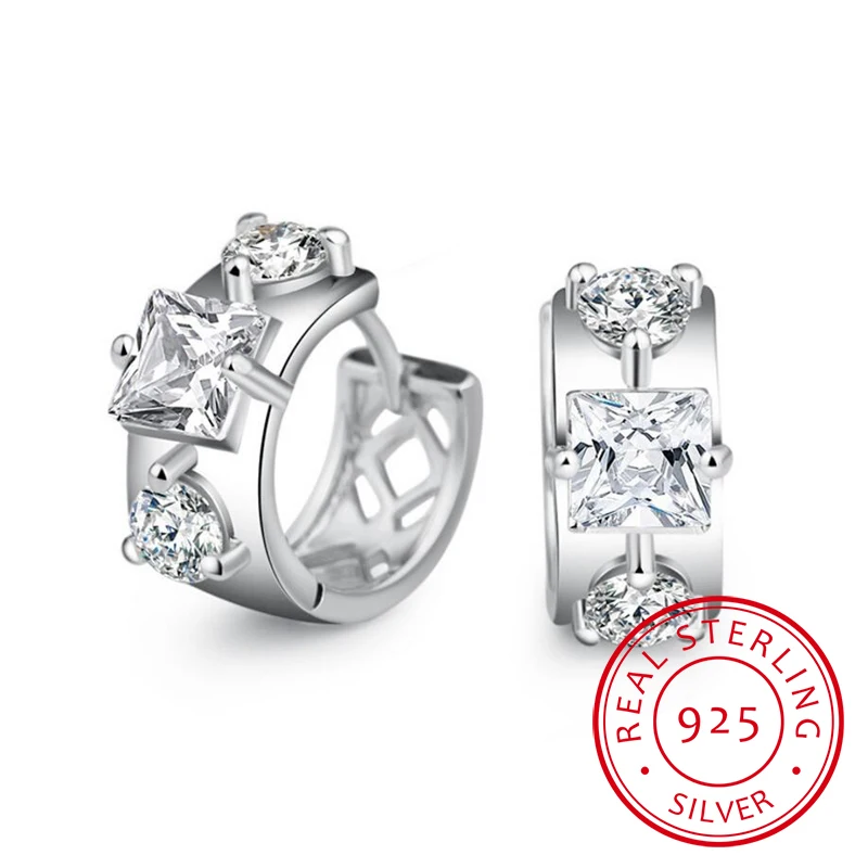 

Милые серьги-кольца из стерлингового серебра 925 пробы с круглыми кристаллами и маленькой петлей для женщин, ювелирные изделия для детей, дев...