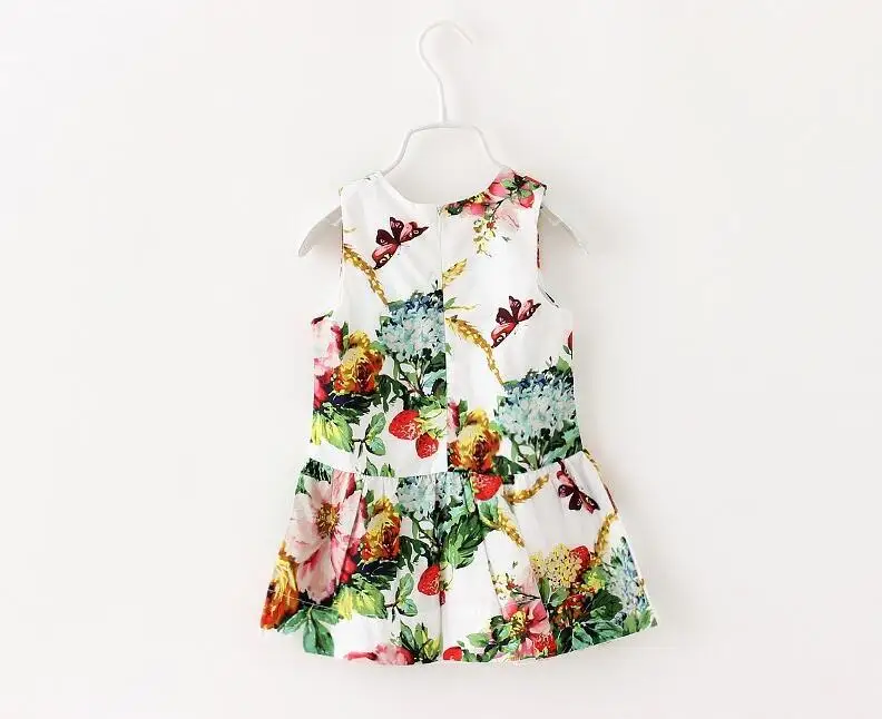 Toddler Girls Summer Dresses Floral Strawberry Print Children Clothing Sleeveless Beautiful kids Teenager dresses |