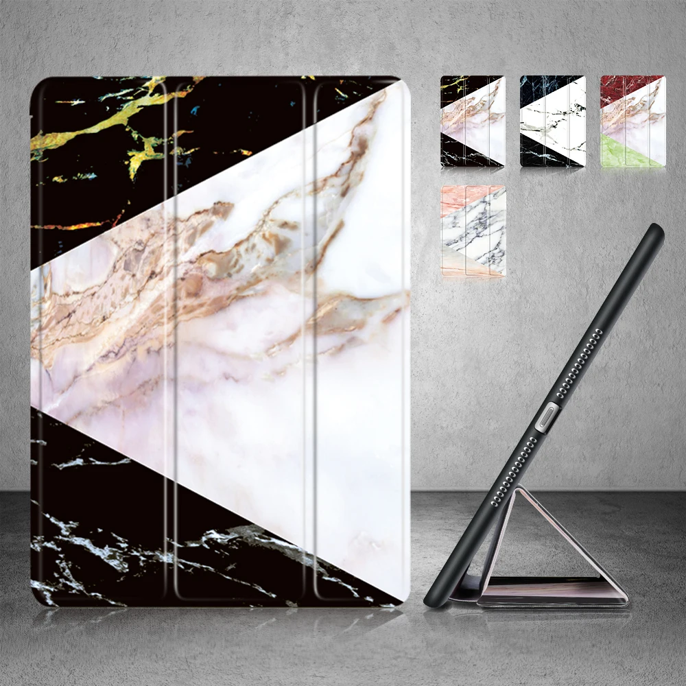 Auto Sleep Wake Up Чехол для iPad 9,7 Pro 10,5 Air 1 2 IPad Mini, для детей 1, 2, 3, 4, 5, 6 лет чехол s Мрамор флип-чехол бампер чехол Fundas - Цвет: Black Gold