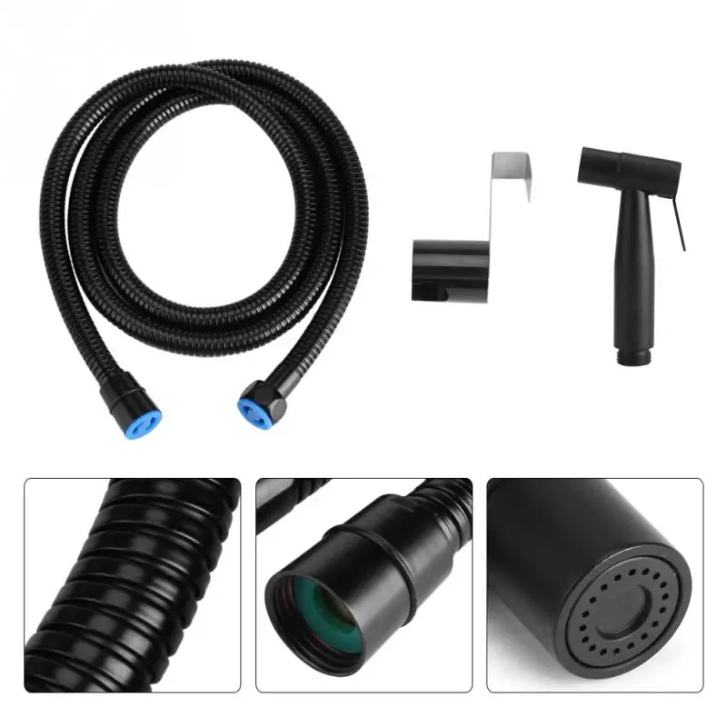 Распылитель для биде из нержавеющей стали с гибким шлангом Черный Ручной Биде