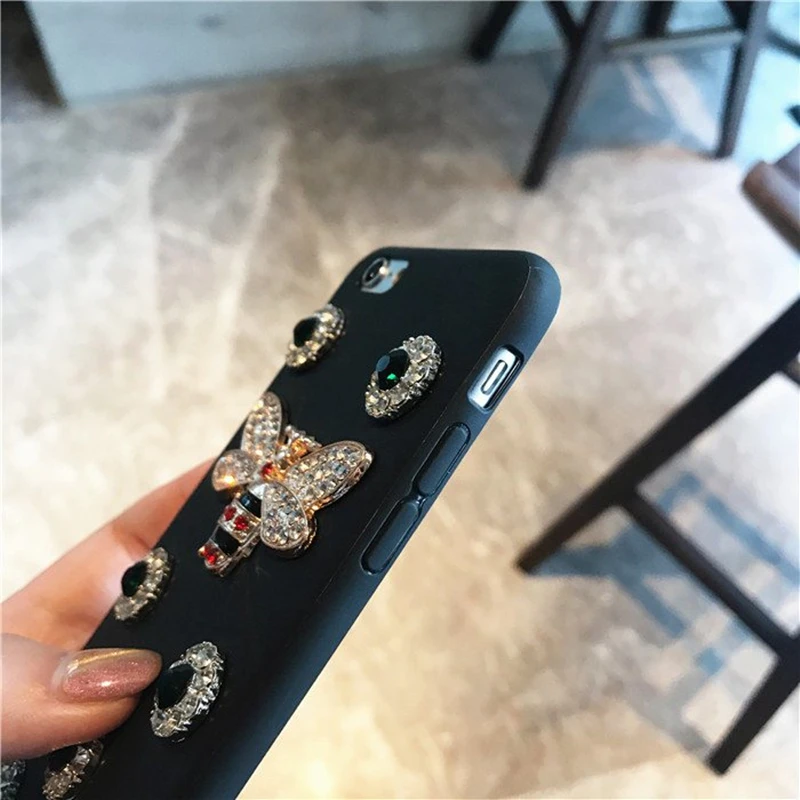 Luxury Retro 3D Diamond pearl bee snake soft case for iphone 5 5s 6 6s 7 8 plus 10 X cover luxury XS max XR Capa |