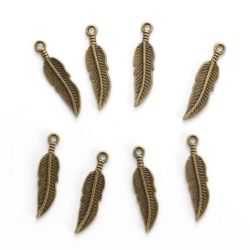 MEIBEADS Vintage Zinc Alloy Antique Bronze Feather Charm pendant For Bracelet&ampNecklace Jewelry Hand Making Accessories EY4865 | Украшения