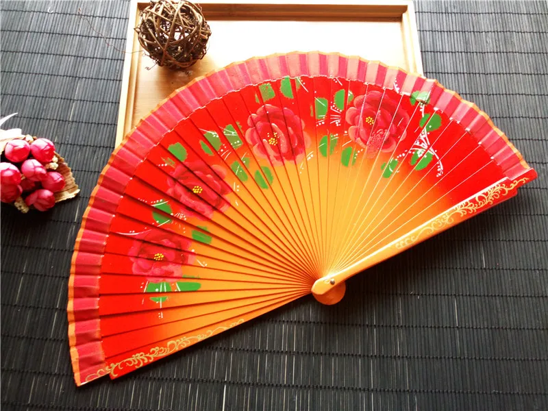 

120pcs Spanish Fabric Wood Folding Hand Held Dance Fans Flower Party Gift Wedding Prom Dancing Summer Fan Accessories