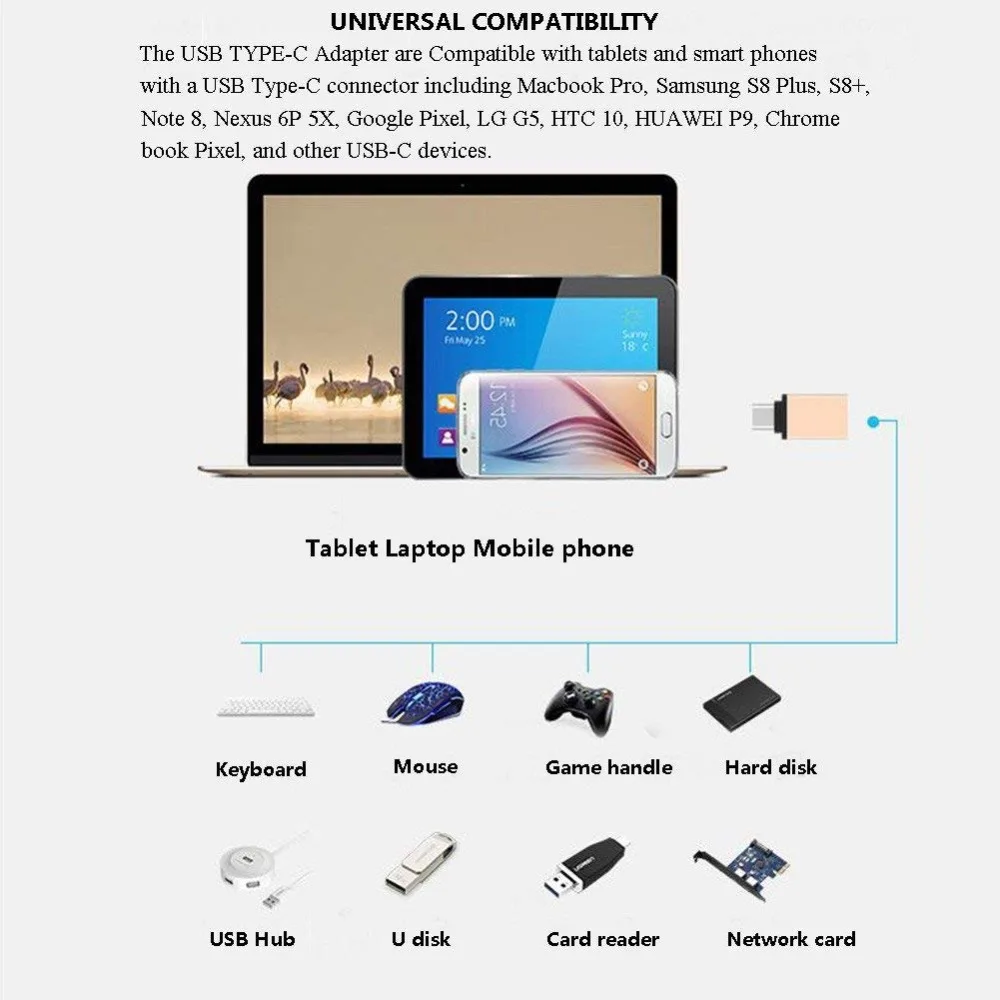 USB-C Type-C к USB OTG мини-адаптер 3 0 конвертер для Samsung Galaxy Note8 высокоскоростные