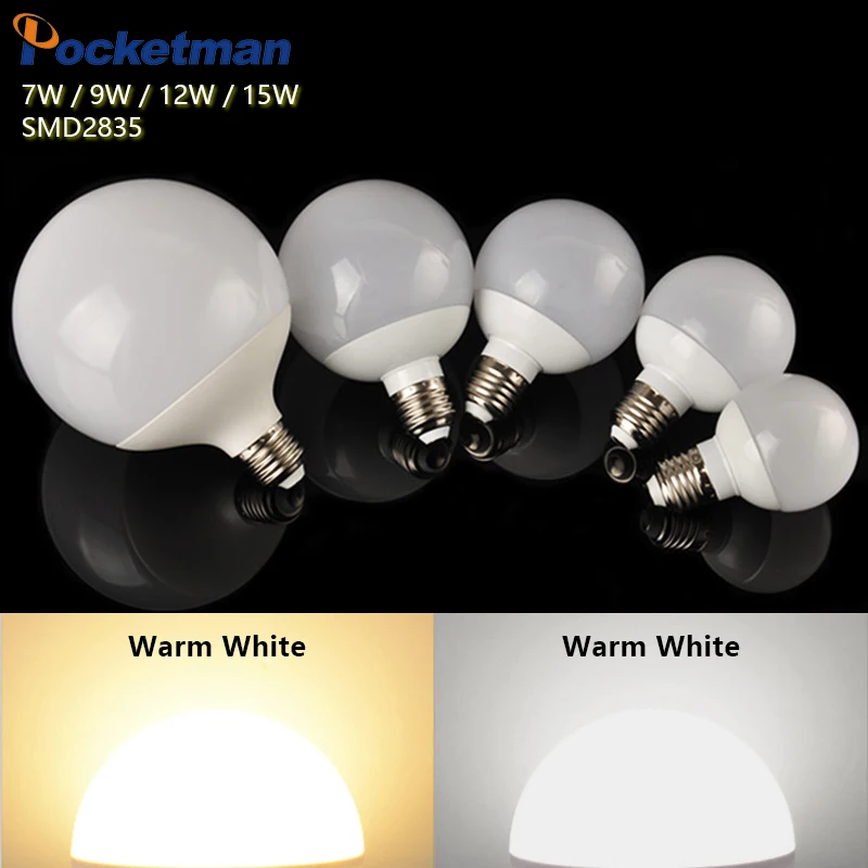 SMD2835 Светодиодная лампа 220 В E27 7 Вт 9 12 15 SMD 5730 светодиодные лампы и