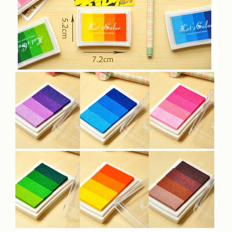 6 Colors DIY Scrapbooking Craft Card Making Ink Pad Multi Gradient Colours Inkpad Stamps Set Sealing Decoration Paint Stamp | Дом и сад